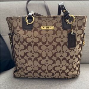 Coach Tan and Brown Signature Tote